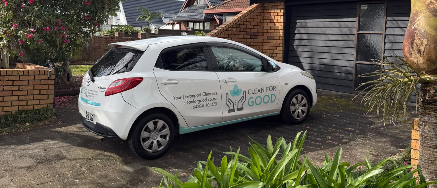 Clean for Good cleaner arriving to a home in Milford, Auckland